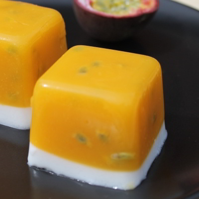 Mango, Passion Fruit and Coconut Jelly using Agar-Agar
