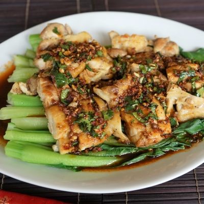 Chicken and Choy Sum with Hot Sauce