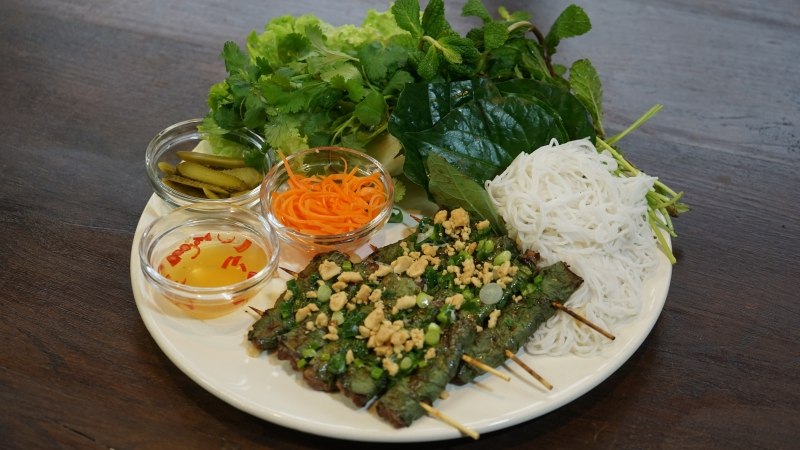 Traditional Vietnamese Bo La Lot dish