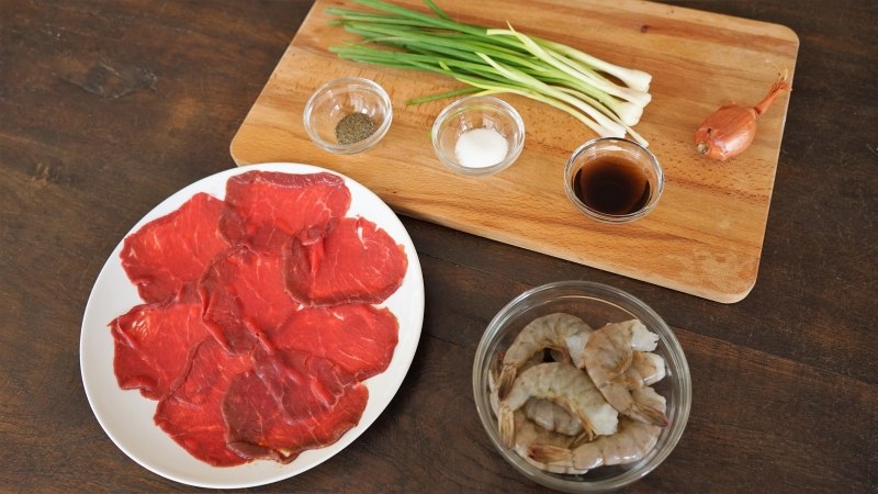 Beef Wrapped Shrimp Ingredients