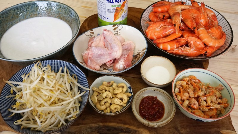 Ingrédients pour un laksa aux crevettes