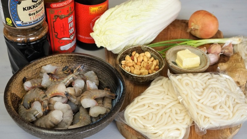 Nouilles udon sautées aux crevettes - les ingrédients