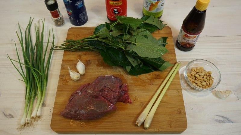 Grilled Beef in Piper Lolot Leaves 'Bo La Lot' Ingredients