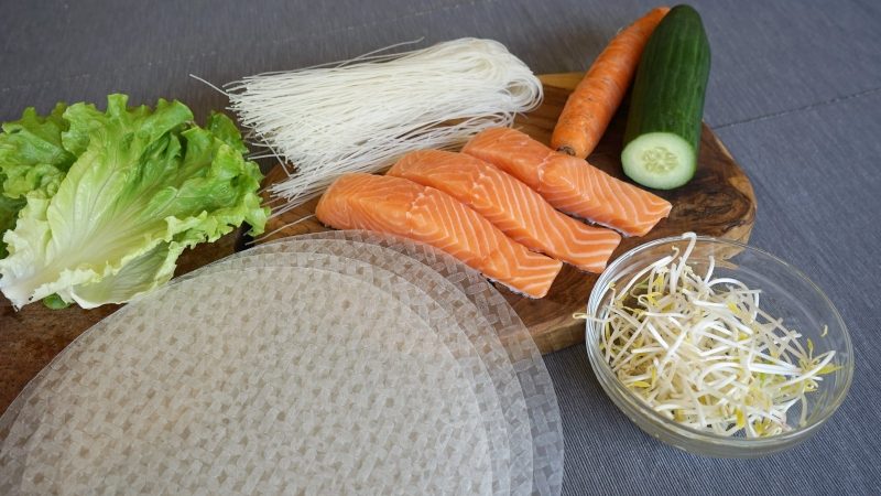 Teriyaki salmon spring rolls ingredients