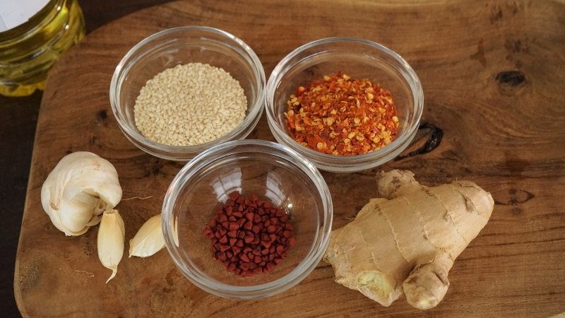 Soupe tibétaine de mini raviolis - les ingrédients